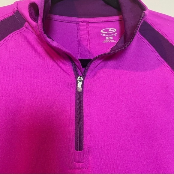 Champion Magenta Long Sleeve Zip Front Pullover Shirt - Picture 9 of 11